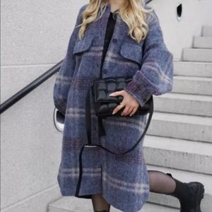 Zara Wool Blended Plaid Overshirt shacket flannel jacket